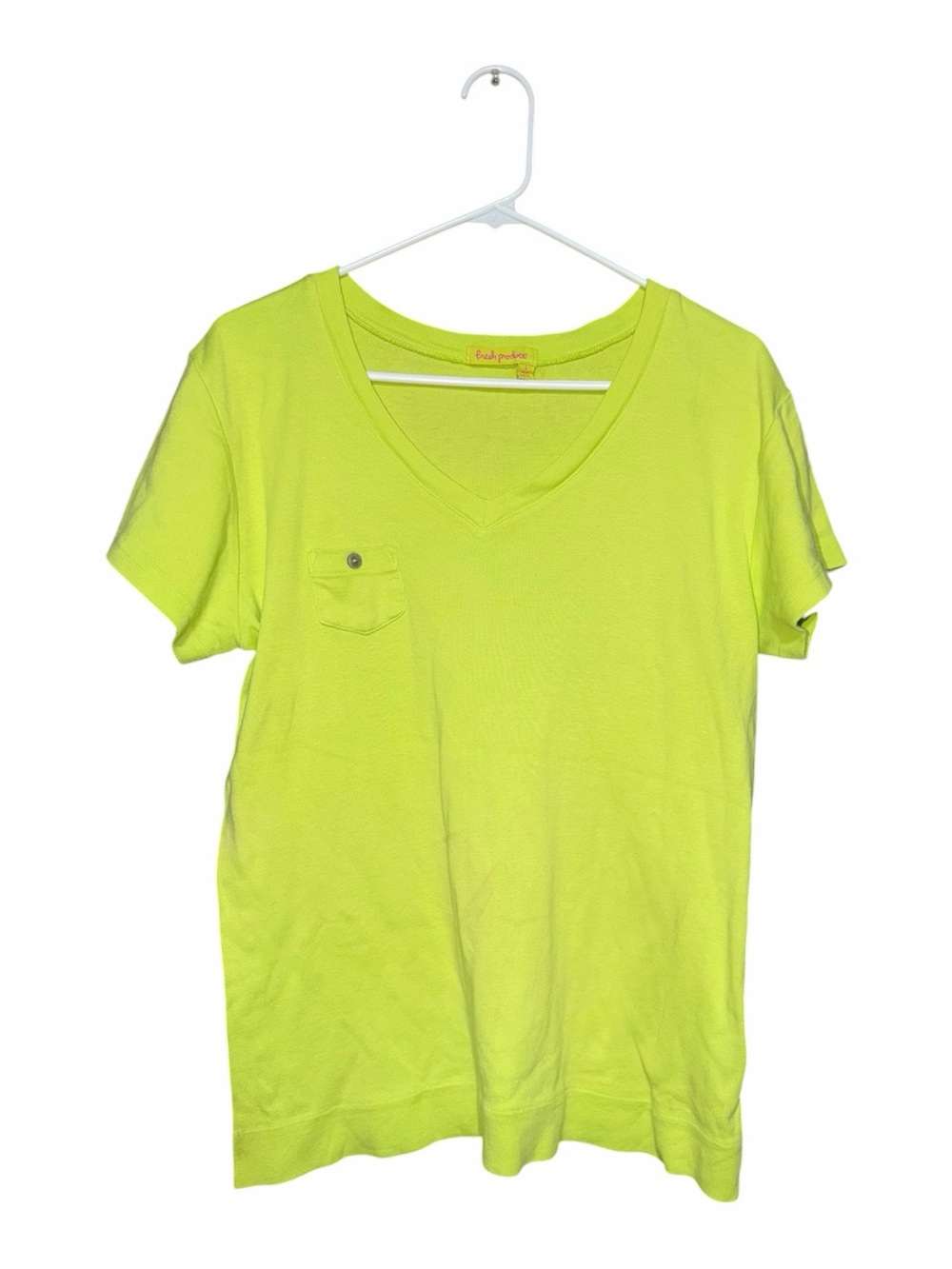 fresh produce Lime V-Neck Short Sleeve Pocket Tee